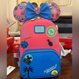2022 Disney Vacation Club DVC Member Loungefly Neon Backpack And Minnie Ear Set